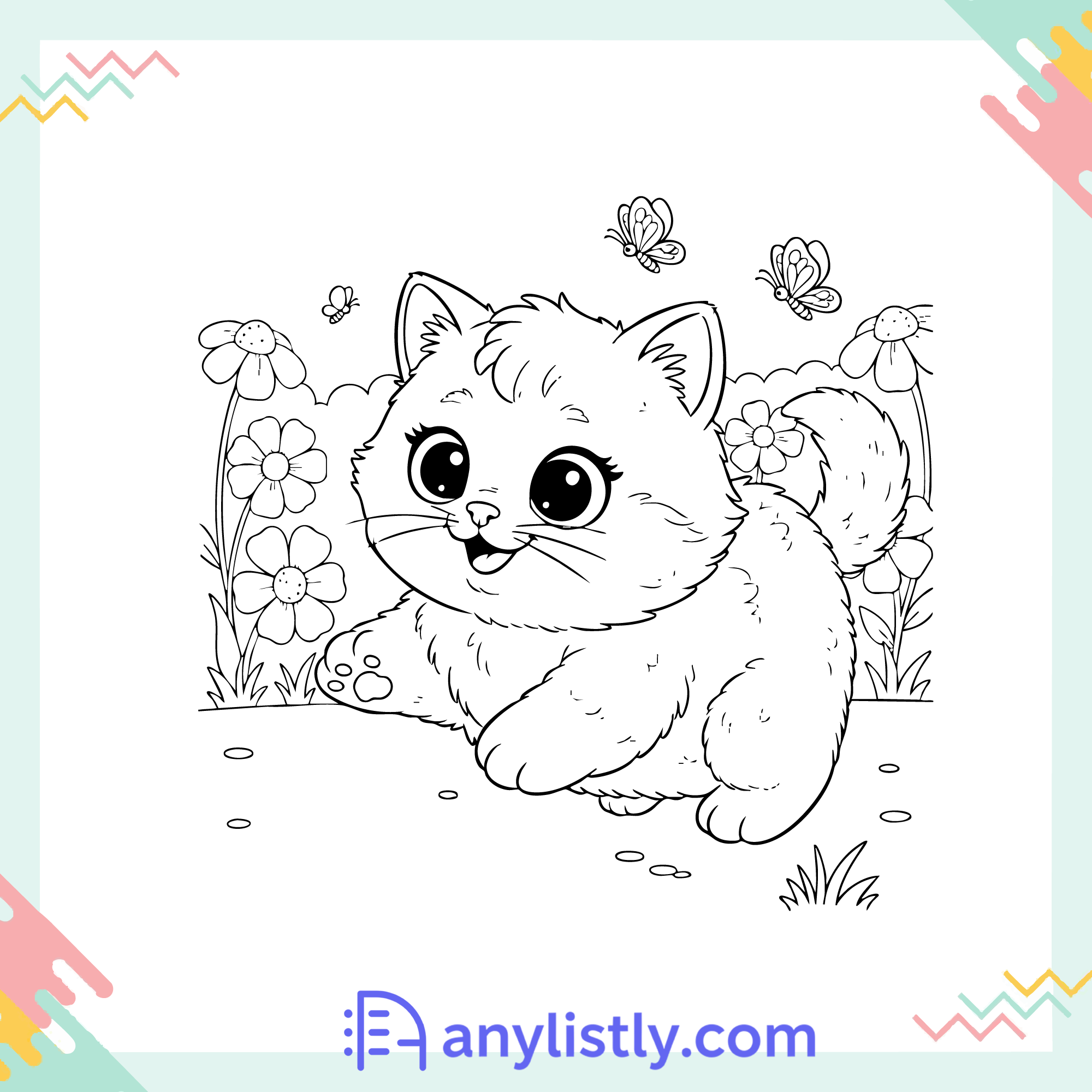 Cute Kitten Coloring Page