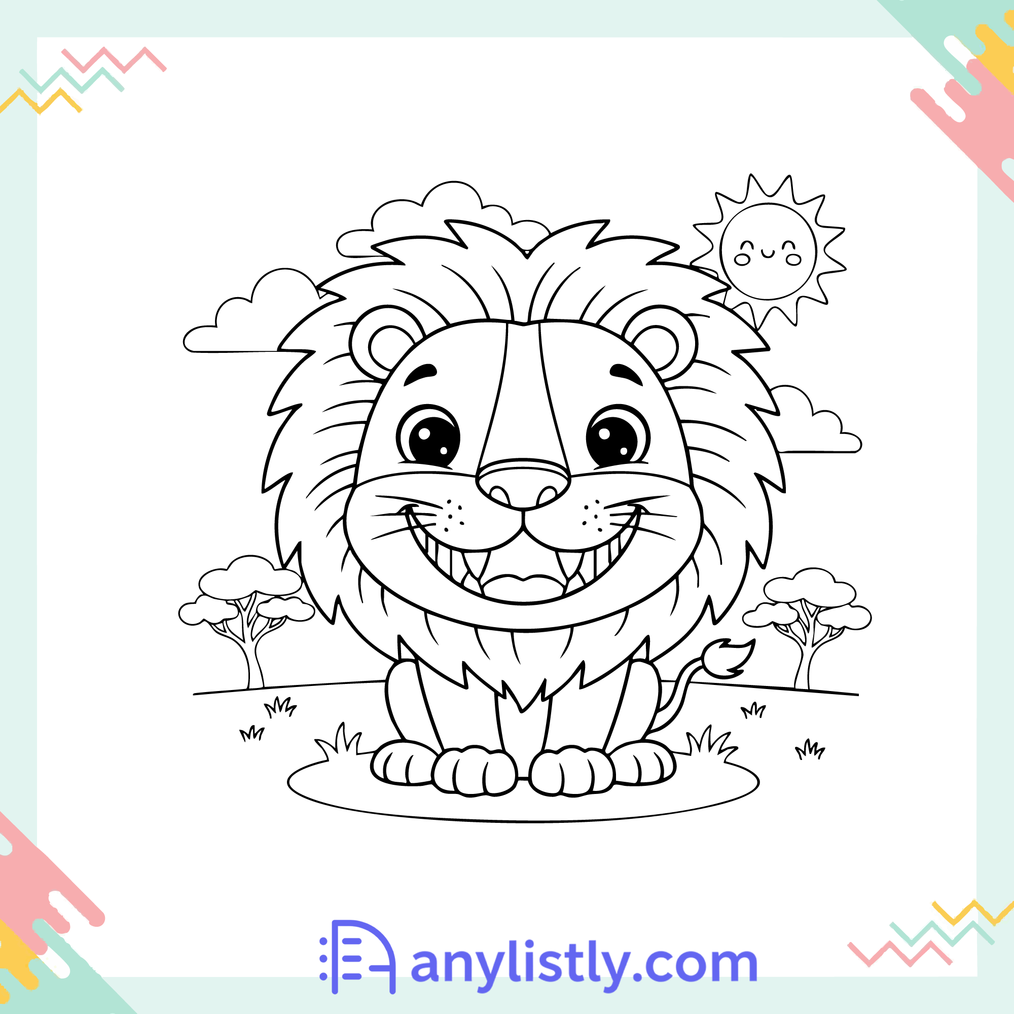 Cartoon Lion Coloring Page